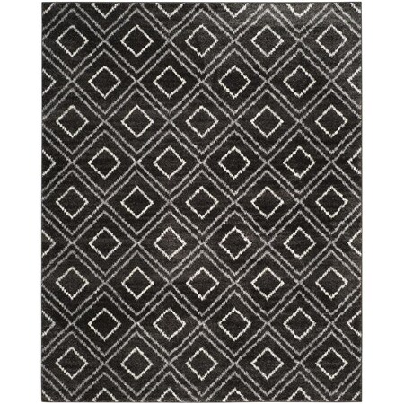 Flowers First 9 x 12 ft. Tunisia Power Loomed Area Rug, Anthracite & Cream - Large Rectangle FL1888004
